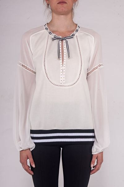 Blusa Blanca ATOS LOMBARDINI Con Lazo