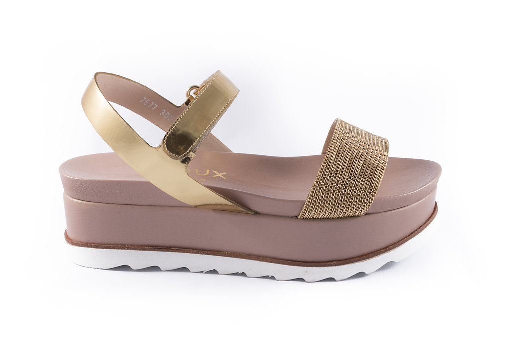 Sandalia Plataforma C-Doux Oro y Nude Tienda Online